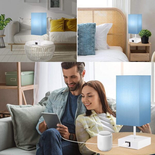 Lámpara de noche con puerto USB, 3 modos de control táctil regulable, lámpara de mesita de noche rosa, lámpara de mesa pequeña moderna para niñas, dormitorio, sala de estar, oficina, bombilla LED incluida (1 paquete) - Imagen 14