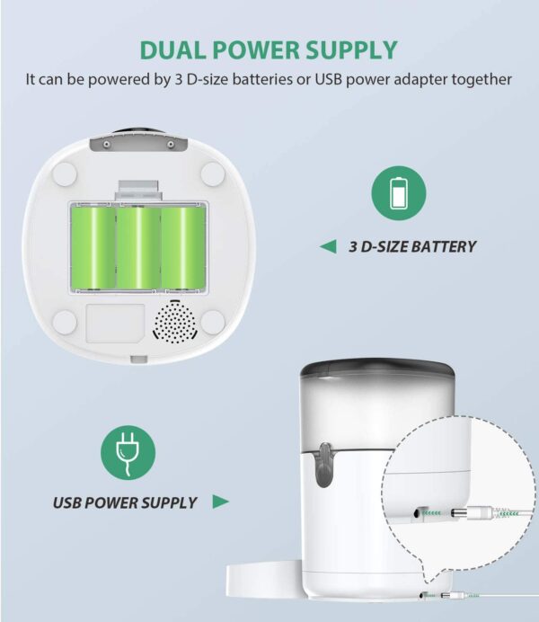 Dispensador - Alimentador automático para gatos, dispensador de comida para perros WiFi con grabadora de voz Control de porciones programable hasta 8 comidas por. - Imagen 8