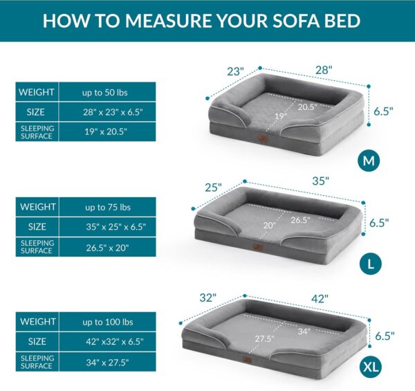 Cama ortopédica para perros medianos – Cama de perro impermeable mediana, sofá de espuma con funda extraíble lavable, forro impermeable y sofá inferior antideslizante, cama para mascotas - Imagen 4