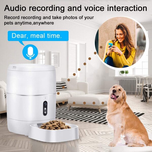 Dispensador - LeeKooLuu Q01 HD 1080P Camera WiFi Smart Feeder 6L Automatic Cat Feeder Automatic Dog Feeder Timer Programmable Voice and Video Recording Enabled App for iPhone and Android Compatible with Alexa - Imagen 9