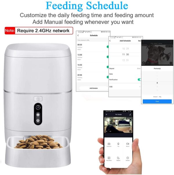 Dispensador - LeeKooLuu Q01 HD 1080P Camera WiFi Smart Feeder 6L Automatic Cat Feeder Automatic Dog Feeder Timer Programmable Voice and Video Recording Enabled App for iPhone and Android Compatible with Alexa - Imagen 8