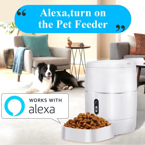 Dispensador - LeeKooLuu Q01 HD 1080P Camera WiFi Smart Feeder 6L Automatic Cat Feeder Automatic Dog Feeder Timer Programmable Voice and Video Recording Enabled App for iPhone and Android Compatible with Alexa - Imagen 7