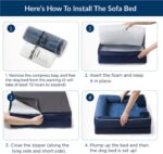 Cama ortopédica para perros medianos – Cama de perro impermeable mediana, sofá de espuma con funda extraíble lavable, forro impermeable y sofá inferior antideslizante, cama para mascotas, azul marino - Imagen 6