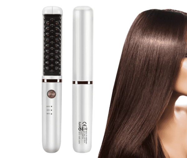 Cepillo alisador de pelo con 3 ajustes de temperatura, apagado automático, cable giratorio 360, plancha de alisado portátil o rizador para el hogar, viajes y salón - Imagen 2