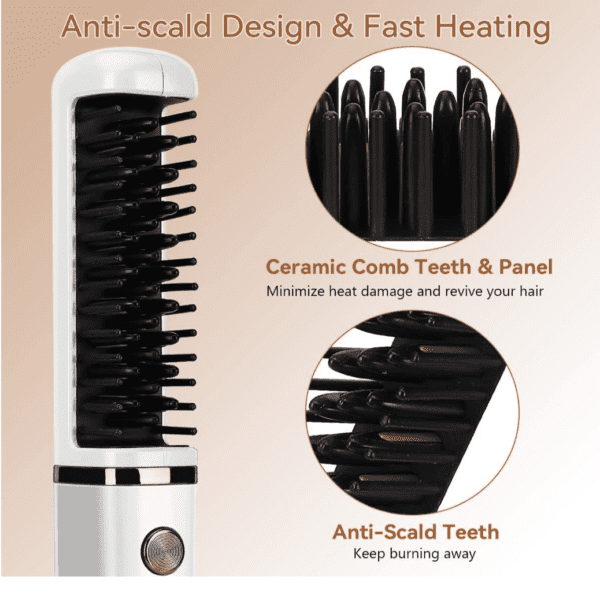 Cepillo alisador de pelo con 3 ajustes de temperatura, apagado automático, cable giratorio 360, plancha de alisado portátil o rizador para el hogar, viajes y salón - Imagen 6