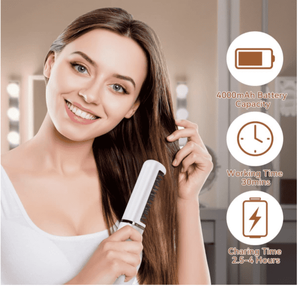 Cepillo alisador de pelo con 3 ajustes de temperatura, apagado automático, cable giratorio 360, plancha de alisado portátil o rizador para el hogar, viajes y salón - Imagen 7