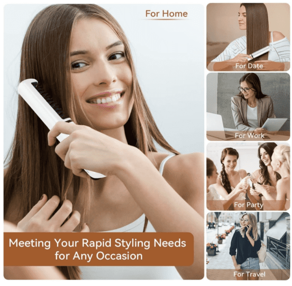 Cepillo alisador de pelo con 3 ajustes de temperatura, apagado automático, cable giratorio 360, plancha de alisado portátil o rizador para el hogar, viajes y salón - Imagen 8