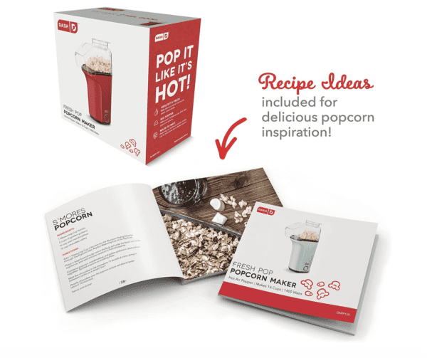 Máquina DASH de hacer palomitas de maíz con taza de medición para porción con granos de maíz + mantequilla derretida, 16 unidades, color blanco - Imagen 7