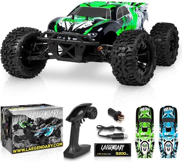 Carro Control RC 1:10 Scale Brushless RC Cars 65+ km/h Speed - Boys Remote Control Car 4x4 Off Road Monster Truck Electric - All Terrain Waterproof Toys for Kids and Adults -2 Body Shells + Connector for 30+ Mins Play - Imagen 8