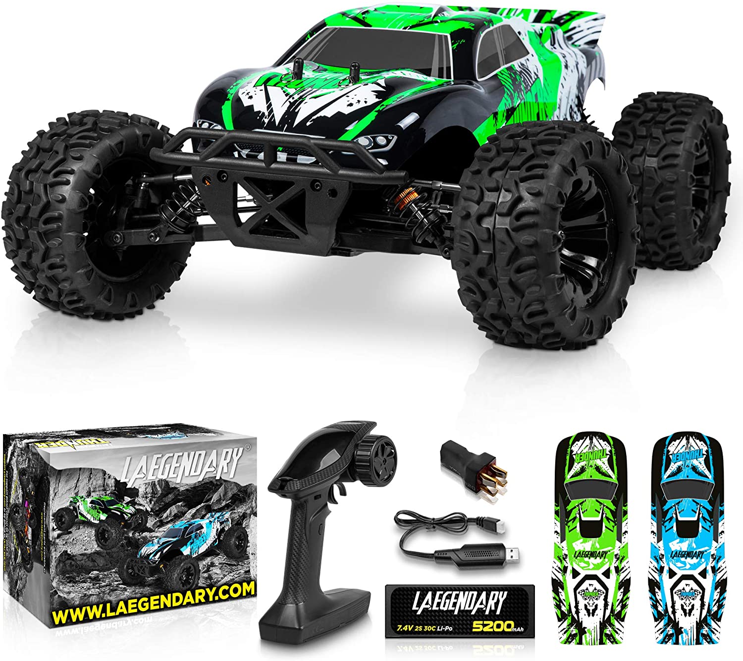 81OD4aUO6NL._AC_SL1500_ Carro Control RC 1:10 Scale Brushless RC Cars 65+ km/h Speed - Boys Remote Control Car 4x4 Off Road Monster Truck Electric - All Terrain Waterproof Toys for Kids and Adults -2 Body Shells + Connector for 30+ Mins Play - Imagen 1