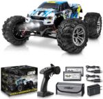 Carro Control RC, grande, escala 1:10, más de 50 km por hora de velocidad, 4x4 todoterreno, camiones monstruo eléctricos, camiones impermeables, 2 baterías y 1 conector para más de 40 minutos de juego, para niños y adultos