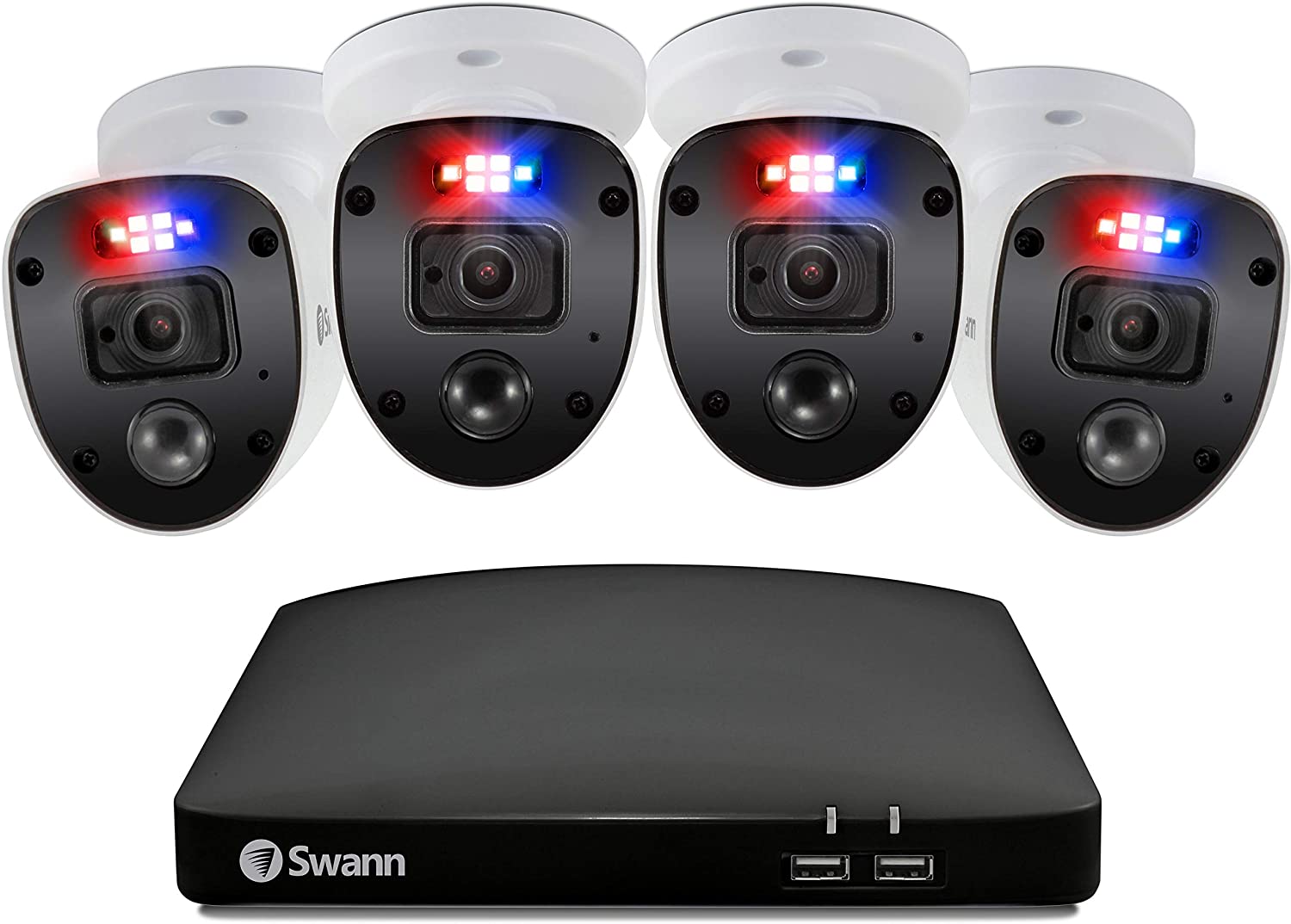 81favcsKBSL._AC_SL1500_ Swann SWDVK-846804SL - Sistema de seguridad DVR de 8 canales y 4 cámaras, con cable de vigilancia 4K HD DVR + disco duro de 1 TB, captura de audio, visión nocturna a color, luz de estrellas con sensor de calor y movimiento, Alexa + Google - Imagen 1
