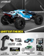 Carro Control RC 1:10 Scale Brushless RC Cars 65+ km/h Speed - Boys Remote Control Car 4x4 Off Road Monster Truck Electric - All Terrain Waterproof Toys for Kids and Adults -2 Body Shells + Connector for 30+ Mins Play - Imagen 2