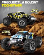 Carro Control RC, grande, escala 1:10, más de 50 km por hora de velocidad, 4x4 todoterreno, camiones monstruo eléctricos, camiones impermeables, 2 baterías y 1 conector para más de 40 minutos de juego, para niños y adultos - Imagen 2