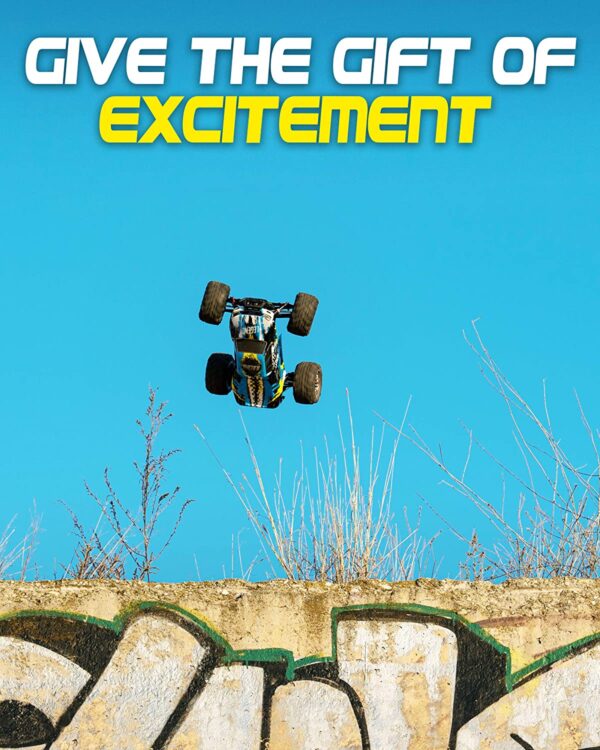 Carro Control RC, grande, escala 1:10, más de 50 km por hora de velocidad, 4x4 todoterreno, camiones monstruo eléctricos, camiones impermeables, 2 baterías y 1 conector para más de 40 minutos de juego, para niños y adultos - Imagen 3