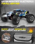 Carro Control RC, grande, escala 1:10, más de 50 km por hora de velocidad, 4x4 todoterreno, camiones monstruo eléctricos, camiones impermeables, 2 baterías y 1 conector para más de 40 minutos de juego, para niños y adultos - Imagen 7