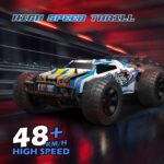 Carro Control RC - Holyton Coches a control remoto a escala 1:10 a control remoto de 48+ KM/H de alta velocidad 40+ min Play, 4WD todo terreno, monstruo camión todoterreno para adultos y niños, vehículo de camión a control remoto, 2 baterías de juguete de regalo para niños