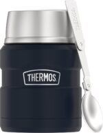 THERMOS Stainless King - Tarro de alimentos aislado al vacío con cuchara, 16 onzas, azul medianoche