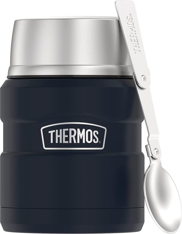 THERMOS Stainless King - Tarro de alimentos aislado al vacío con cuchara, 16 onzas, azul medianoche - Imagen 2