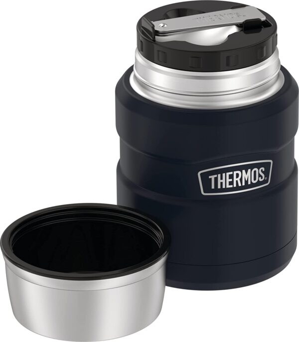 THERMOS Stainless King - Tarro de alimentos aislado al vacío con cuchara, 16 onzas, azul medianoche - Imagen 4