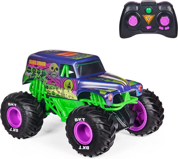 Monster Jam, Fuerza oficial de Grave Digger Freestyle, auto de control remoto, juguetes de camión monstruo para niños y adultos, escala 1:15 - Imagen 9
