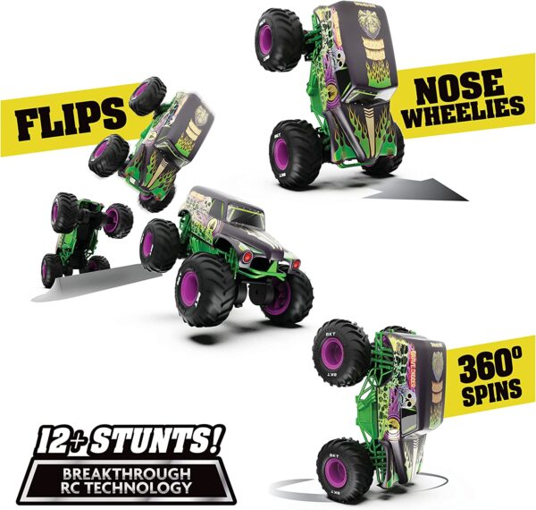 Monster Jam, Fuerza oficial de Grave Digger Freestyle, auto de control remoto, juguetes de camión monstruo para niños y adultos, escala 1:15 - Imagen 7
