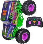 Monster Jam, Fuerza oficial de Grave Digger Freestyle, auto de control remoto, juguetes de camión monstruo para niños y adultos, escala 1:15