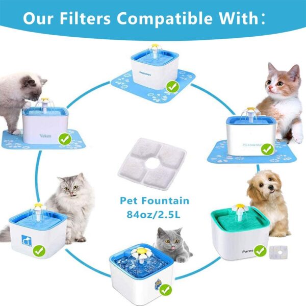 Caja de Filtros de repuesto para fuente de agua automática para gatos y perros de 2,5 l, dispensador de agua de perro, carbón activado reemplaza filtro para fuente - Imagen 2