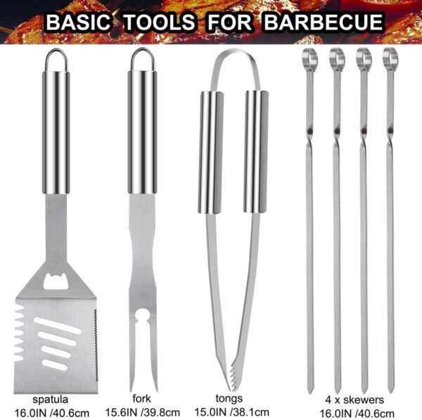 Grilljoy - Juego de utensilios 20 piezas para asador de carnes - Imagen 6