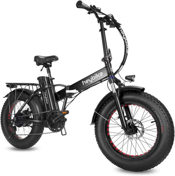 Heybike Mars Bicicleta eléctrica plegable de 20 x 4.0 pulgadas con motor de 500 W, batería extraíble de 48 V 12.5 AH, amortiguador Shimano de 7 velocidades y doble amortiguador para adultos - Imagen 3