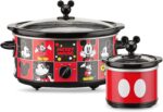 Olla de cocción lenta ovalada Disney DCM-502 Mickey Mouse de 5 cuartos con recipiente de 20 oz, color rojo/negro