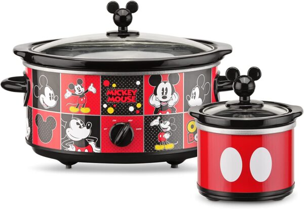 Olla de cocción lenta ovalada Disney DCM-502 Mickey Mouse de 5 cuartos con recipiente de 20 oz, color rojo/negro - Imagen 3