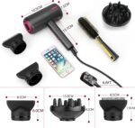 Secadora- Secador de pelo, 1875 W, portátil, ligero, secador de pelo de iones negativos de secado rápido, 3 ajustes de calor y 2 velocidades, con difusor y boquilla concentradora para el hogar y los viajes, cuidado del cabello, color gris - Imagen 2