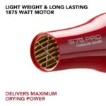 KISS Secador de pelo de cerámica de turmalina profesional de 1875 W, 3 ajustes de calor, interruptor deslizante de 2 velocidades, botón de disparo frío, 2 peines desenredantes, 1 concentrador, 1 difusor, tapa de filtro extraíble y 4 clips de seccionamiento - Imagen 2