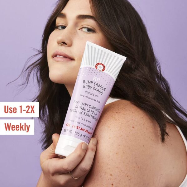 Exfoliante corporal, borra protuberancias, con 10 % AHA, vegano, para descongestionar los poros y exfoliar suavemente la piel, 8 onzas - Imagen 2