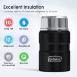 Thermoses para alimentos calientes, (Bidakid), paquete de 2 frascos aislados para alimentos calientes, termos de sopa, recipientes para almuerzo para alimentos fríos calientes con tapa y cuchara plegable para niños y adultos (25.4 oz + 17 oz) - Imagen 8
