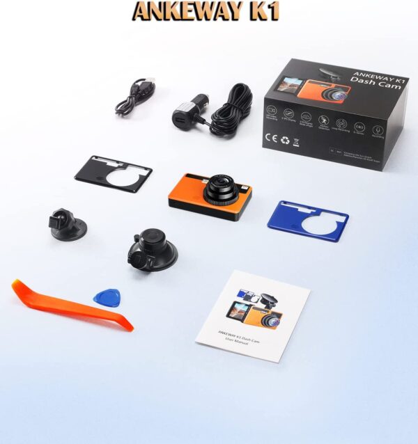 Cámara de salpicadero Full HD 1080P con 3 cubiertas coloridas, cámara de salpicadero de coche, cámara de control de visión nocturna de 170° gran angular para coches, DVR de coche con sensor WDR/G, detección de movimiento/modo de estacionamiento - Imagen 8