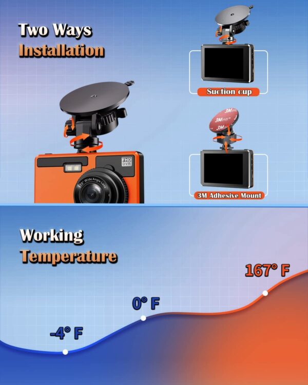 Cámara de salpicadero Full HD 1080P con 3 cubiertas coloridas, cámara de salpicadero de coche, cámara de control de visión nocturna de 170° gran angular para coches, DVR de coche con sensor WDR/G, detección de movimiento/modo de estacionamiento - Imagen 4