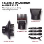 KISS Secador de pelo de cerámica de turmalina profesional de 1875 W, 3 ajustes de calor, interruptor deslizante de 2 velocidades, botón de disparo frío, 2 peines desenredantes, 1 concentrador, 1 difusor, tapa de filtro extraíble y 4 clips de seccionamiento - Imagen 4