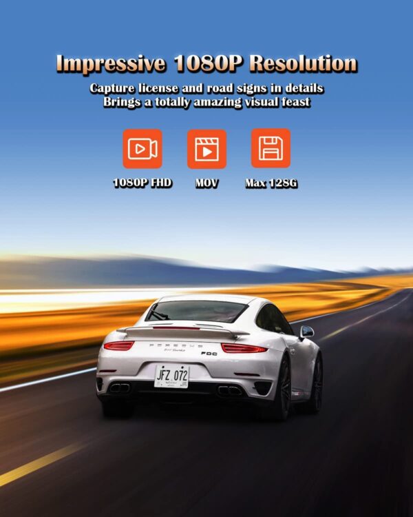 Cámara de salpicadero Full HD 1080P con 3 cubiertas coloridas, cámara de salpicadero de coche, cámara de control de visión nocturna de 170° gran angular para coches, DVR de coche con sensor WDR/G, detección de movimiento/modo de estacionamiento - Imagen 5