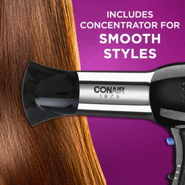 Secador Conair Pro Styler iónico acondicionador secador de pelo, Negro/Cromo - Imagen 2