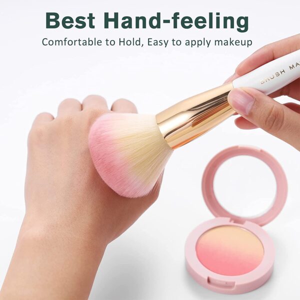 Brush Master Juego de 10 brochas de maquillaje profesionales Kabuki Foundation sombra de ojos, mezcla de rubor, kit de cosméticos de cara completa con juego de brochas de maquillaje con soporte - Imagen 3