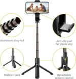 Selfie Stick de aleación de aluminio con control remoto inalámbrico desmontable y mini trípode para selfie Stick para iPhone 13 12 11 Pro Xs Max Xr X 8 7 6 Plus, Android Samsung Smartphonei, más - Imagen 3