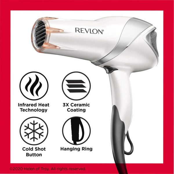 REVLON - Secador de pelo infrarrojo de 1875 vatios para una potencia máxima de secado, color blanco - Imagen 2