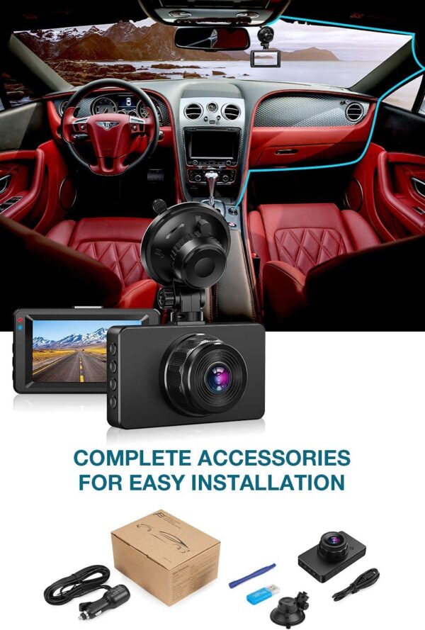 Dashcam-Cámara de salpicadero para coches 1080P Full HD DVR cámara de salpicadero de 3 pulgadas IPS pantalla grabadora de conducción 170° gran angular visión nocturna G-sensor grabación bucle detección de movimiento monitor de estacionamiento - Imagen 5