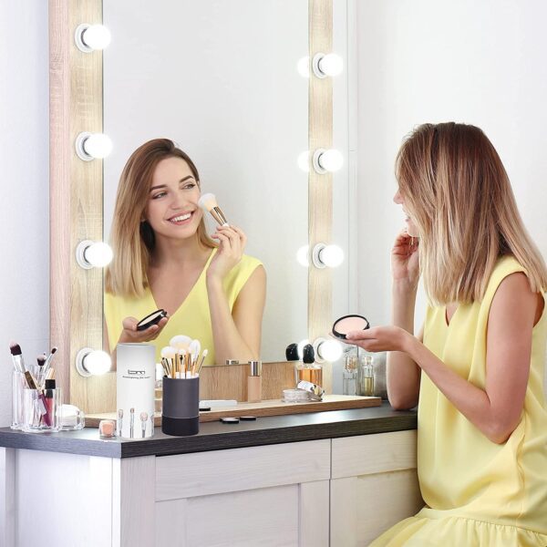 Brush Master Juego de 10 brochas de maquillaje profesionales Kabuki Foundation sombra de ojos, mezcla de rubor, kit de cosméticos de cara completa con juego de brochas de maquillaje con soporte - Imagen 5