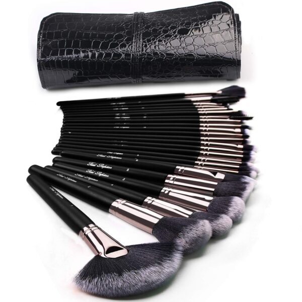 Juego de 24 brochas de maquillaje Kabuki para base de maquillaje, brochas de mezcla para la cara, polvos, correctores, sombras de ojos, kit de brochas de maquillaje con bolsa - Imagen 5