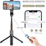 Selfie Stick de aleación de aluminio con control remoto inalámbrico desmontable y mini trípode para selfie Stick para iPhone 13 12 11 Pro Xs Max Xr X 8 7 6 Plus, Android Samsung Smartphonei, más - Imagen 5