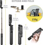 Selfie Stick de aleación de aluminio con control remoto inalámbrico desmontable y mini trípode para selfie Stick para iPhone 13 12 11 Pro Xs Max Xr X 8 7 6 Plus, Android Samsung Smartphonei, más - Imagen 6