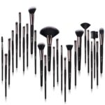 Juego de 24 brochas de maquillaje Kabuki para base de maquillaje, brochas de mezcla para la cara, polvos, correctores, sombras de ojos, kit de brochas de maquillaje con bolsa - Imagen 4